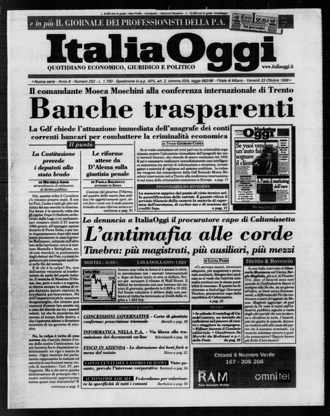 Italia oggi : quotidiano di economia finanza e politica